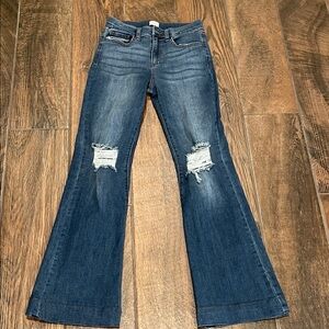 Sneak Peek Blue Distressed Flare Jeans